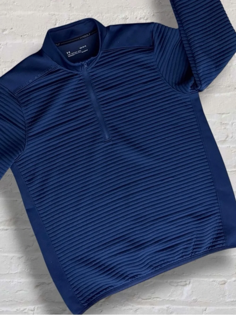 Under Armour Golf ColdGear Ribbed Quarter Zip Pullover Mens L Blue Performance